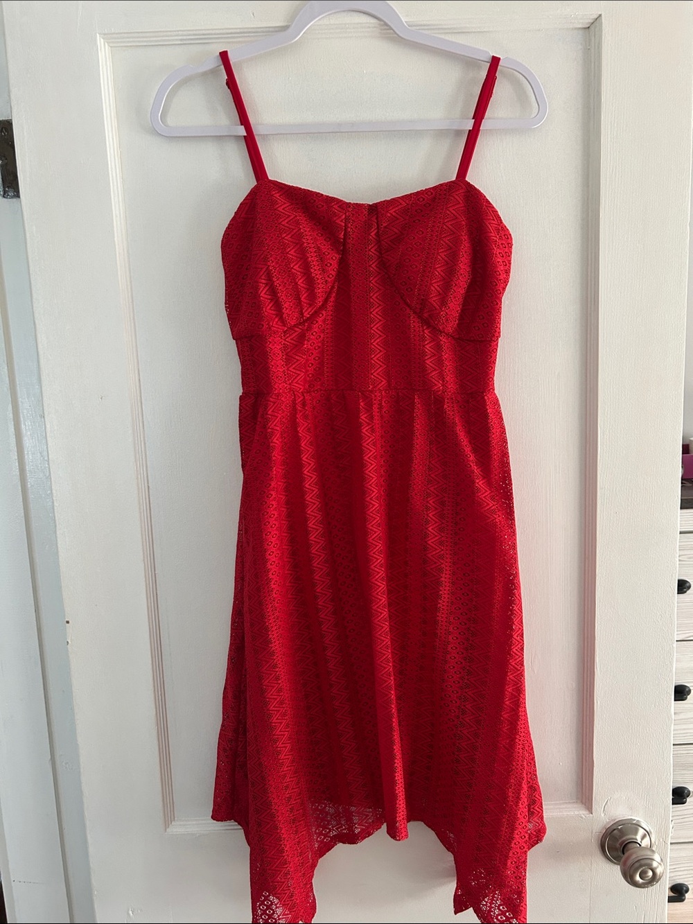 No Boundaries Red Lace Spaghetti Strap Sundress